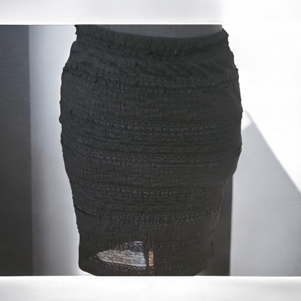 Guess Black Ruched Pencil Skirt Knee-Length